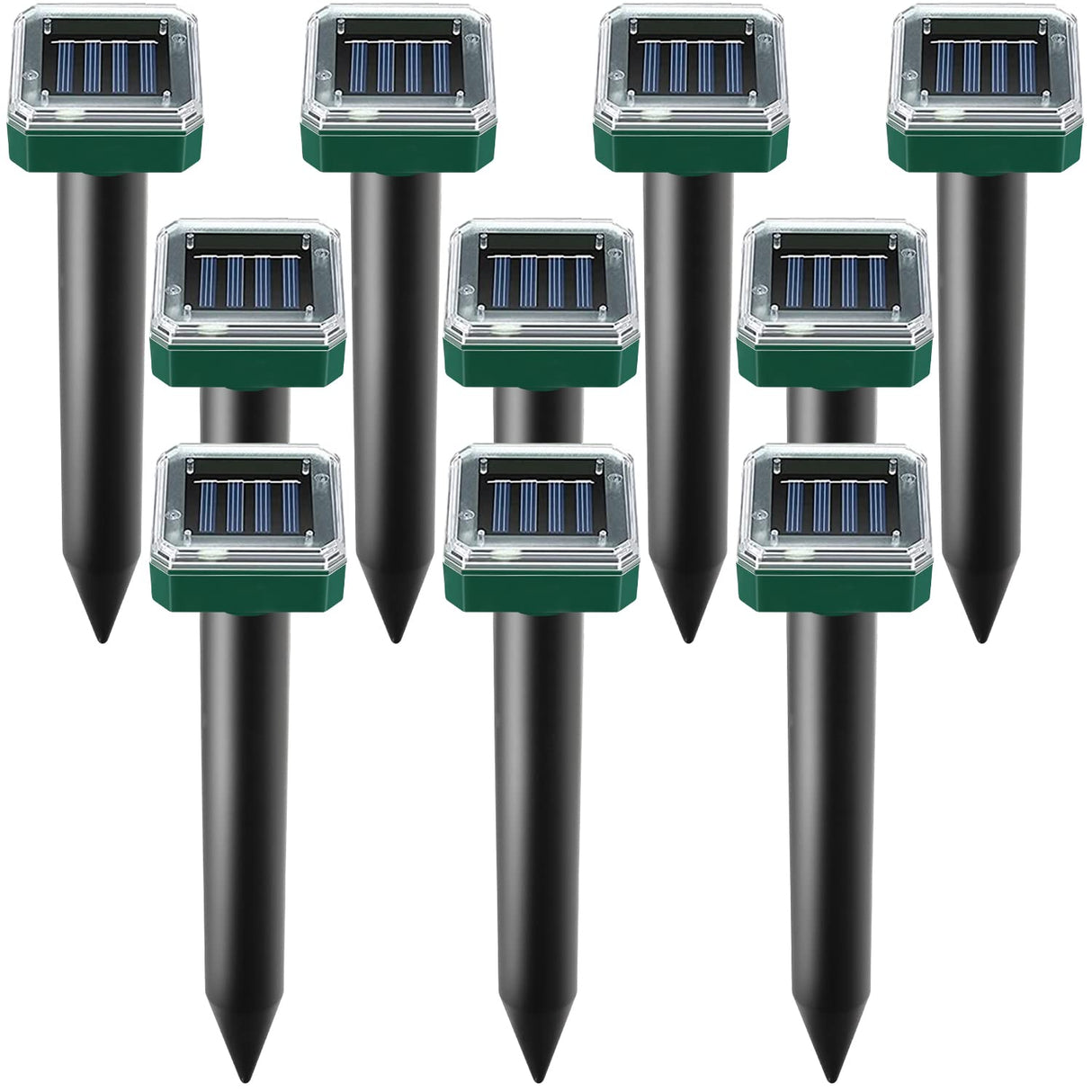 Mole Repellent Solar Powered, 10 Pack Solar Mole Repellent Ultrasonic for Vole, Snakes, Gopher, Waterproof Sonic Mole Deterrent Spikes,Snake Gopher Vole Repellent for Garden and Yard