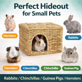 HERCOCCI Extra Large Grass House for Rabbit, Foldable & Comfortable - Small Animal Hut Play Hideaway Bed Hay Mat Chew Toy for Bunny Guinea Pig Hamster Chinchilla (2 Pack)
