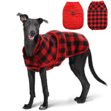 PAWZ Road Dog Winter Coat with 5 Layers Warm Material, Reversible Dog Clothes with 2 Sides, Dog Jacket Outdoor Water Repellent, (Red Plaid L)