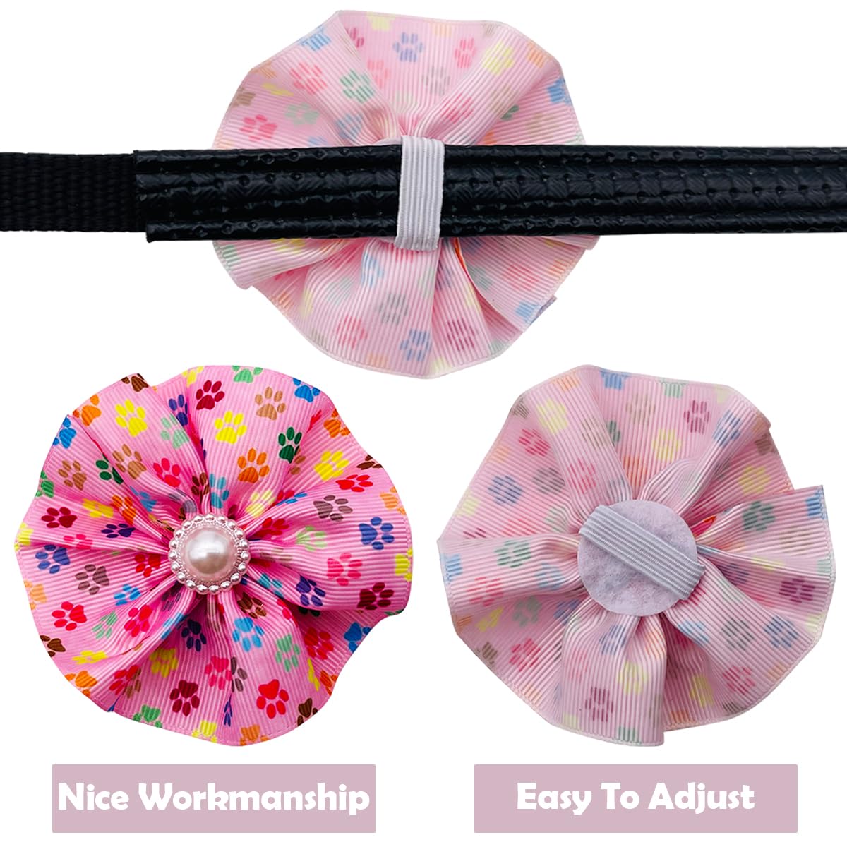 PET SHOW 100pcs Small Dog Bows Ties and Neckties Collar Bows Flowers Set 25 Paw Bone Patterns for Puppies Cat Dogs Grooming Accessories Birthday Party Costume for Groomer Pet Shop