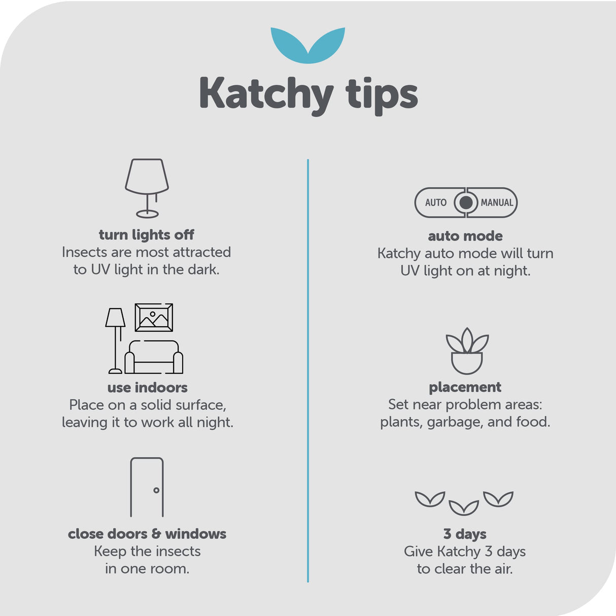 Katchy Indoor Fly Trap - Catcher & Killer for Mosquito, Gnat, Moth, Fruit Flies - Non-Zapper Traps for Buzz-Free Home (Duo, Black)