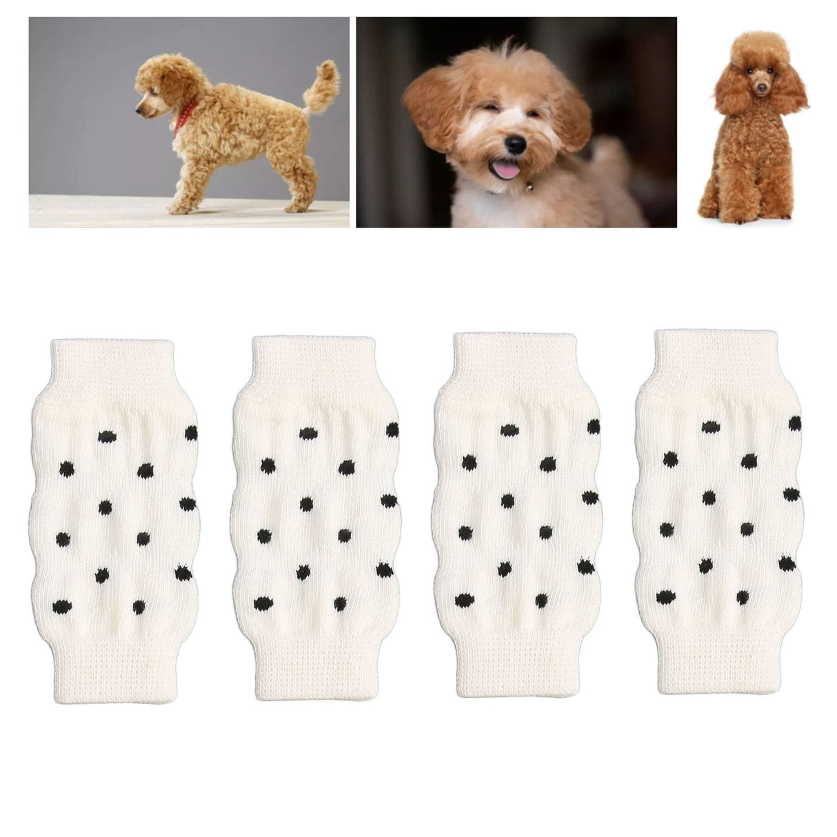 Pssopp Dog Leg Warmers Knitted, 4Pcs Winter Warm Socks Knitted Dog Leg Hock Protector Pet Elbow Protective Sleeve for Dogs