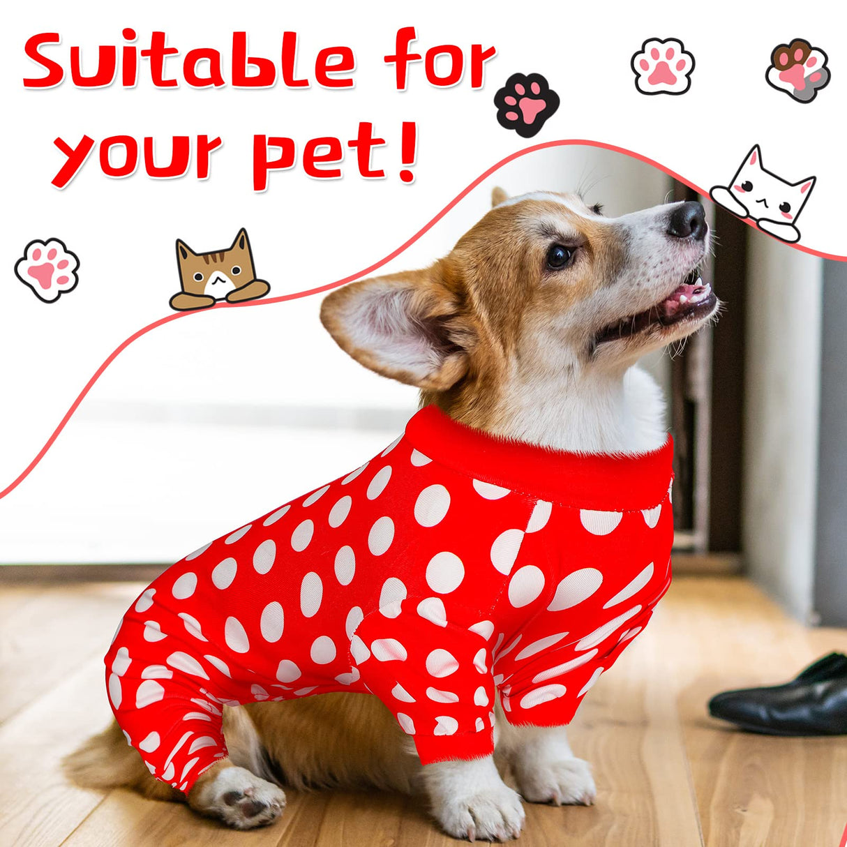 3 Pieces Dog Pajamas Puppy Soft Pets Clothes Dog Jumpsuit for Small Medium Large Pets Cute Apparel Bodysuits for Girl and Boy, 3 Styles(S Fits 3.3-5.5 lbs)