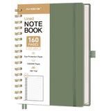 AHGXG Spiral Journal Notebook, 160 Lined Pages, A5 Medium Size (5.7'' x 8.3''), for Men & Women, Journaling, Writing, Work & Office, Hardcover, 100 GSM Thick Paper (Light Green)