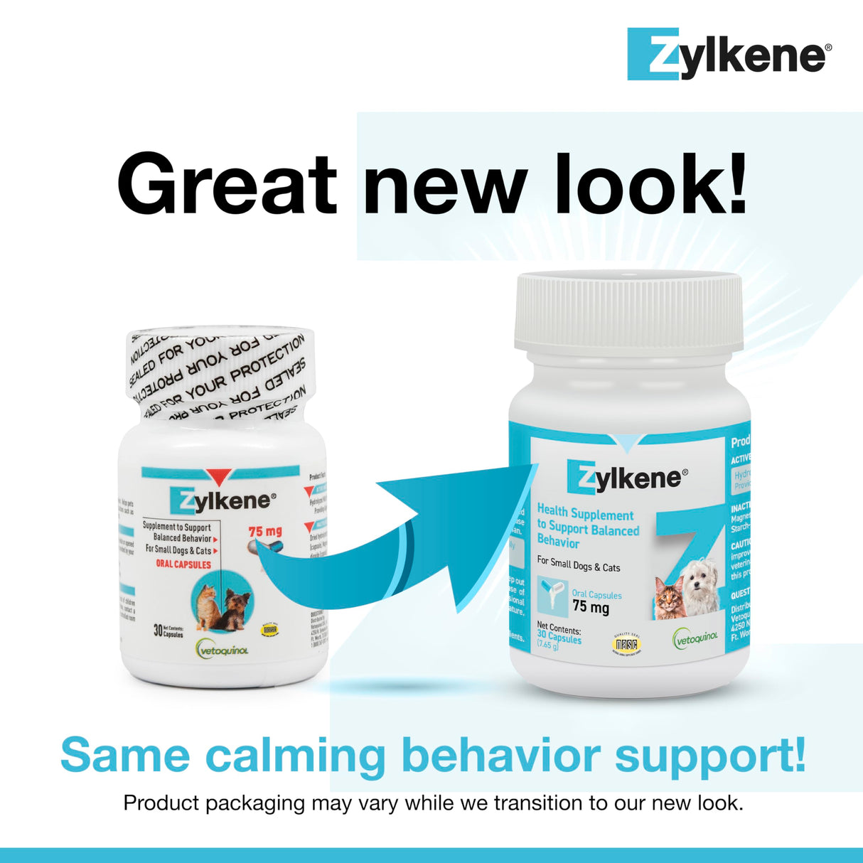 Vetoquinol Zylkene Calming Support Supplement for Small Dogs and Cats, Helps Promote Relaxation and Reduce External Stress Factors, Daily Behavioral Support and Anxiety Relief for Dogs and Cats, 75mg