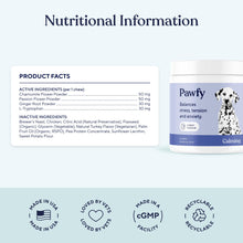 Load image into Gallery viewer, Pawfy Calming Chews for Dogs | Natural Dog Calming Chews - Supports Relaxation and Calm Behavior | Helps with Thunder, Separation, Chewing &amp; Barking | Soothing Aid for Fireworks - 30 Turkey Treats
