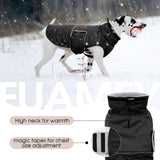 FUAMEY Warm Dog Coat for Cold Weather, Waterproof Large Dogs Jackets Fleece Lined, Adjustable Doggy Thermal Vest Sleeveless, Pet Winter Snowsuit Windpproof (Black, L)