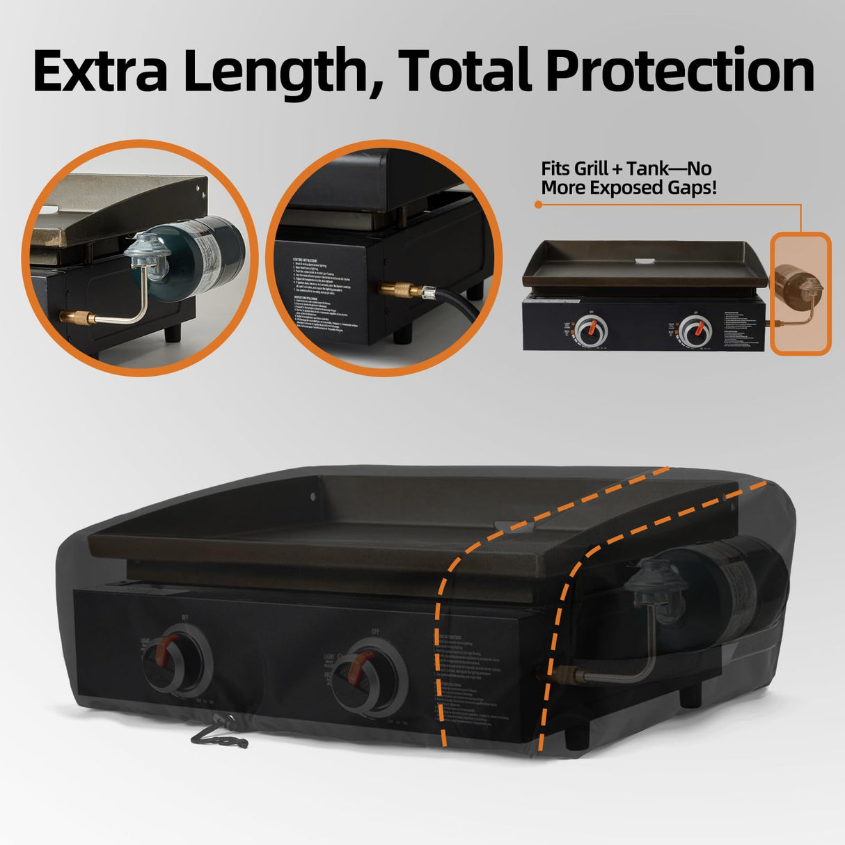 NOELIFE Grill Cover for Blackstone 17 inch Tabletop Griddle Without Hood, Griddle Accessories for Blackstone 17, Propane Fuel Cylinder Can Be Covered Completely, Waterproof and Windproof (Cover Only)