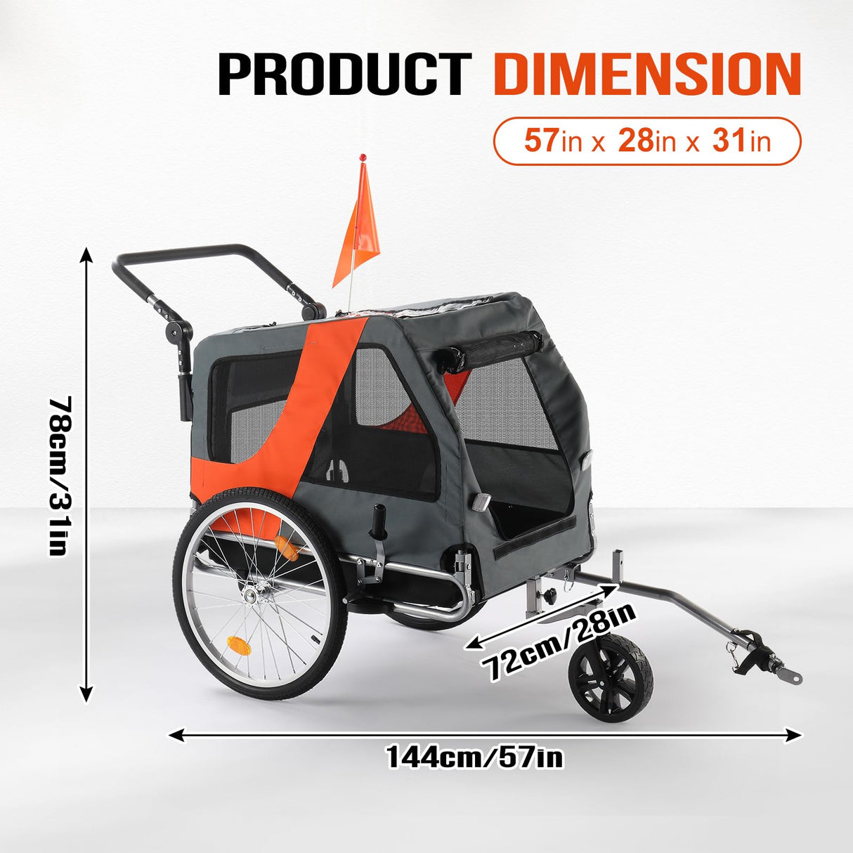 Ktaxon 2-in-1 Pet Bike Trailer, Heavy Duty 132lbs Load Capacity Foldable Dog Wagon with Quick Release Wheels, Bicycle Stroller for Large Dogs and Small to Medium Pets, New Upgraded Quick-Install Frame
