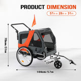 Ktaxon 2-in-1 Pet Bike Trailer, Heavy Duty 132lbs Load Capacity Foldable Dog Wagon with Quick Release Wheels, Bicycle Stroller for Large Dogs and Small to Medium Pets, New Upgraded Quick-Install Frame