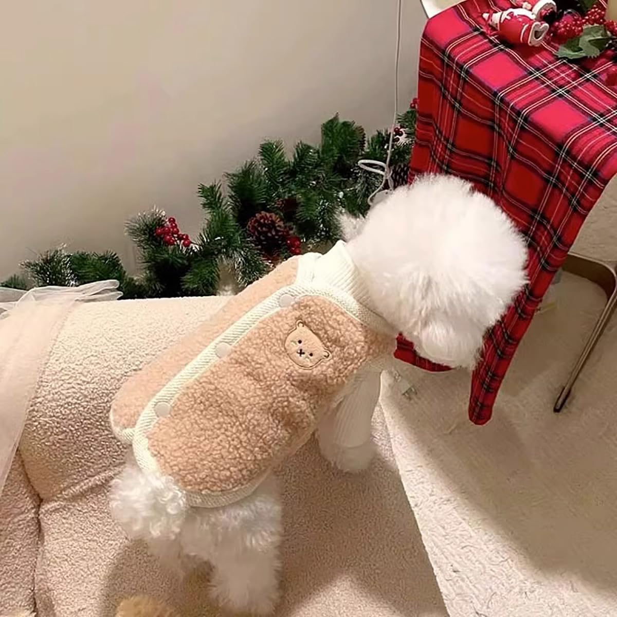 Dog Cute Coat with Base Layers Winter Lightweight Warm Puppy Jacket Small Dog Turtle Neck Sweater Coat Clothes Chihuahua Yorkie Holiday Birthday Outfits Halloween Christmas Cat Sweaters Jacket
