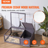 VEVOR Wooden Tortoise House, Indoor & Outdoor Tortoise Enclosure with Hanging Light Stand, 2-Room Reptile Enclosure Small Animal Cage for Gecko, Lizard, Snake - 38 x24 x13 inch