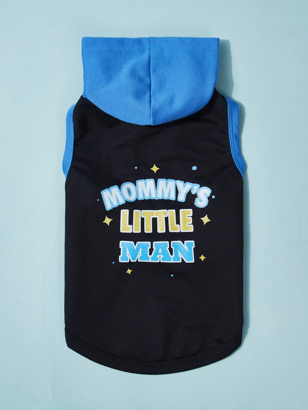 QWINEE Mom Boy Dog Hooded Tank Tops Letter Print Cat Puppy Hoodie Vest Sleeveless Pullover Dog Shirt Stretchy Pet Clothes for Small Medium Large Cats Dogs Kitten Blue L
