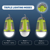 vertmuro Portable Bug Zapper Outdoor Indoor, Electric Mosquito Fly Killer Lamp with Three Lighting Mode, USB Rechargeable Light Bulb Zapper for Camping, Home, Patio (3 Pack)