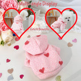 BAMY Valentine's Day Dog Dress, Pink Heart Pet Skirt, Bowknot Cat Sweet Tutu for Cats Small Dogs Puppy Pomeranian Teddy (Large, Hoodie)