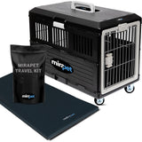 Mirapet Pet Carrier with Pad, 21.5" L x 12" W x 14" H - Collapsible Travel Kit for Small Cats & Dogs, Hard Plastic Wall Kennel for Indoor/Outdoor Use
