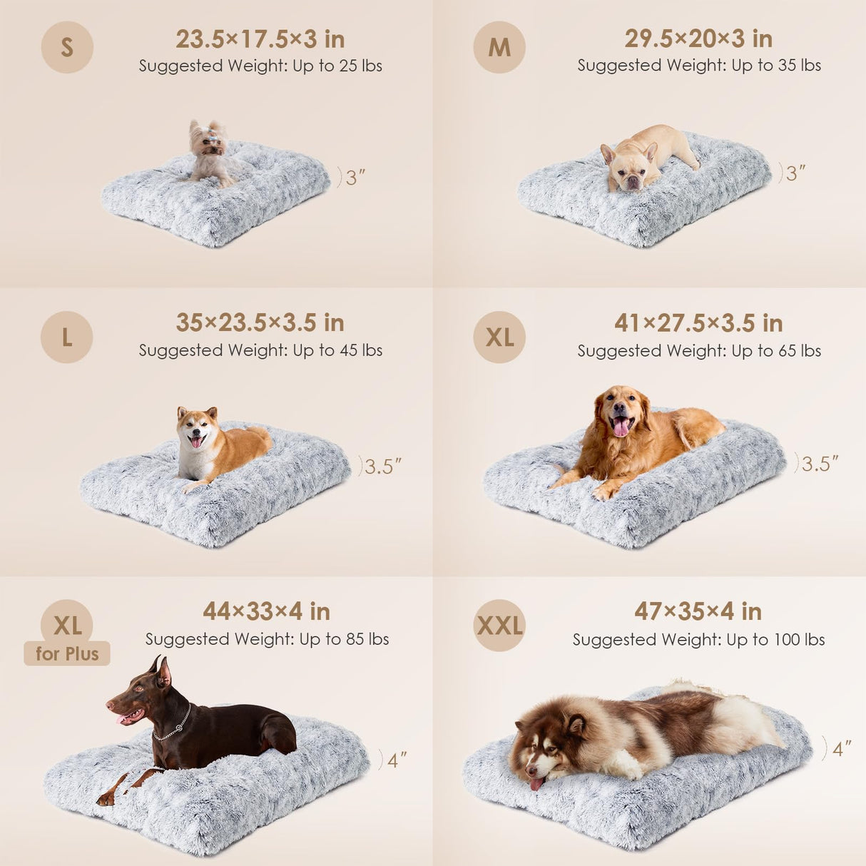 EHEYCIGA Fluffy Dog Crate Bed for Medium Dogs, Plush Faux Fur Crate Pad, Calming Anti Anxiety Medium Dog Bed, Washable Soft Warm Crate Mat with Non-Slip Bottom