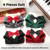 SSEISS 4 Pcs Formal Dog Tuxedo with Bowtie, Wedding Pet Hoodie Suit, Winter Pet Costume, Prince Dogs Shirt, Bride Clothes for Small Medium Large Dogs (S)