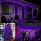 WATERGLIDE Extra Long 328 FT Halloween Lights, 1000 LED Outdoor Fairy String Lights, Green PVC Copper Wire Christmas Lights, Plug in 8 Modes & Waterproof for Tree Party Home Yard Decor, Purple
