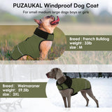 PUZAUKAL Dog Coat, Large Dog Jacket, Windproof Dogs Puffer Jacket, Fleece Lined Warm Dogs Winter Coat with Harness Hole (Army Green XL)