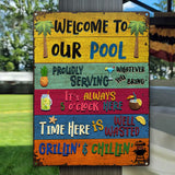 Wander Prints Welcome Pool Sign - Housewarming Gift For men, women - Birthday Gift for Dad mom grandpa grandma, 1st Christmas new home Metal Sign