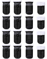 Weewooday 4 Sets 16 Pcs Waterproof Dog Shoes Rain Snow Boots Paw Protectors Breathable Dog Winter Boot Anti Slip Sock Shoe with Adjustable Drawstring for Pet(Black,Black,No. 2, 4x3.5cm)