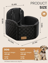 Mavora Max Dog Car Seat for Small/Medium Dogs, Elevated Dog Booster Seat Memory Foam Puppy Car Seat with Washable Cover, Travel Safety Pet Seat for Car with Storage Pockets Up to 35 lbs (Black)