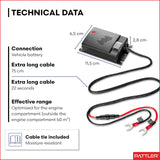 PATTLER® Best Mouse Repellent for Cars | Mouse Repellent with Connection to 12V Car Battery | Ultrasonic Pest Repeller | Mice Repellent for Engines Under Hood I Long Term Pest Control | 1 Unit