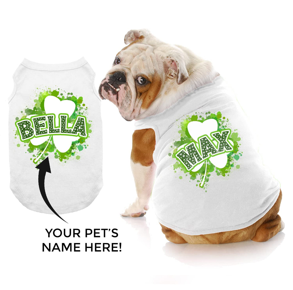 Lucky Clover Personalized Dog Shirt, Cute St. Patrick's Day Dog Shirt, Green Clover St. Patty's Day Shirt for Dogs, St. Patrick's Day Shirt for Dogs, Clothes for Pets (4XL 50-70 lbs)