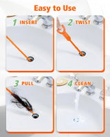 DrSnake Drain Clog Remover, 25-Inch Drain Hair Removal Tool, Drain Hair Remover Plumbing Snake, Drain Cleaner Hair Clog Remover, Shower Drain Hair Catcher, Easy & Quik to Use on Most Drains - 6 Pack