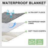 BEAUTYZOO Waterproof Dog Blankets for Medium Large Dogs Washable- Reversable Dog Blanket for Furniture, Sofa, Couch, Crate, Car- Soft Sherpa Dog Throw Plush Pet Bed Blanket Cat Puppy, 40"x60" Grey
