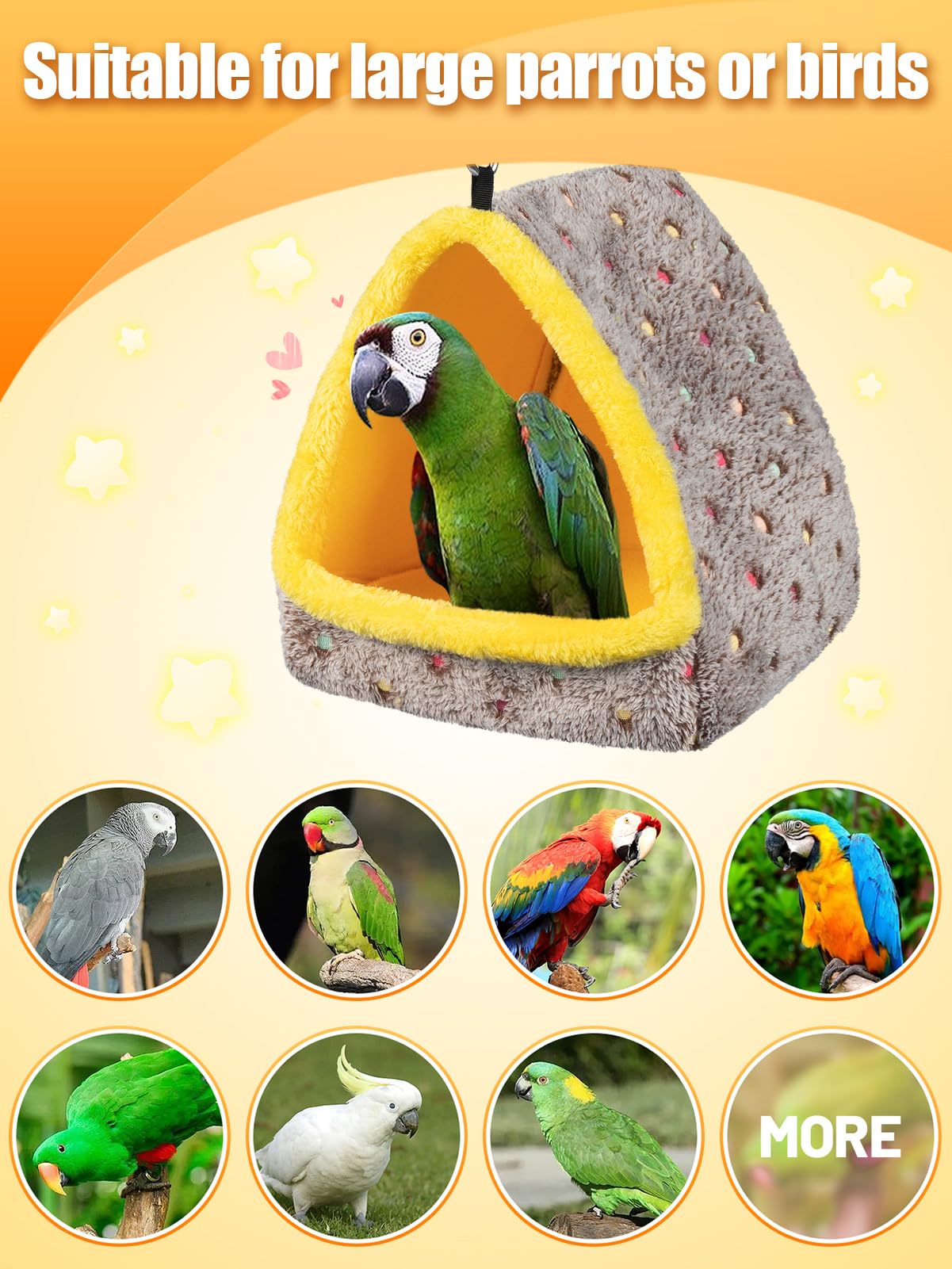 Large Winter Warm Bird Nest House, Comfortable Bird Bed for Cage with Mat, Hanging Hammock Shed Hideaway Hut Gift for Macaws African Grey Amazon Parrots