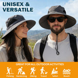 EINSKEY Men's Waterproof Sun Hat, Outdoor Sun Protection Bucket Safari Cap For Safari Fishing Hunting Dark Gray One Size