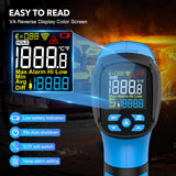 MESTEK Infrared Thermometer Temperature Gun, -40℉ to 2192℉ Dual Laser High Temp Thermometer with LCD Color Display, Non-Contact Industrial Pyrometer 50:1 Distance Ratio, Adjustable Emissivity