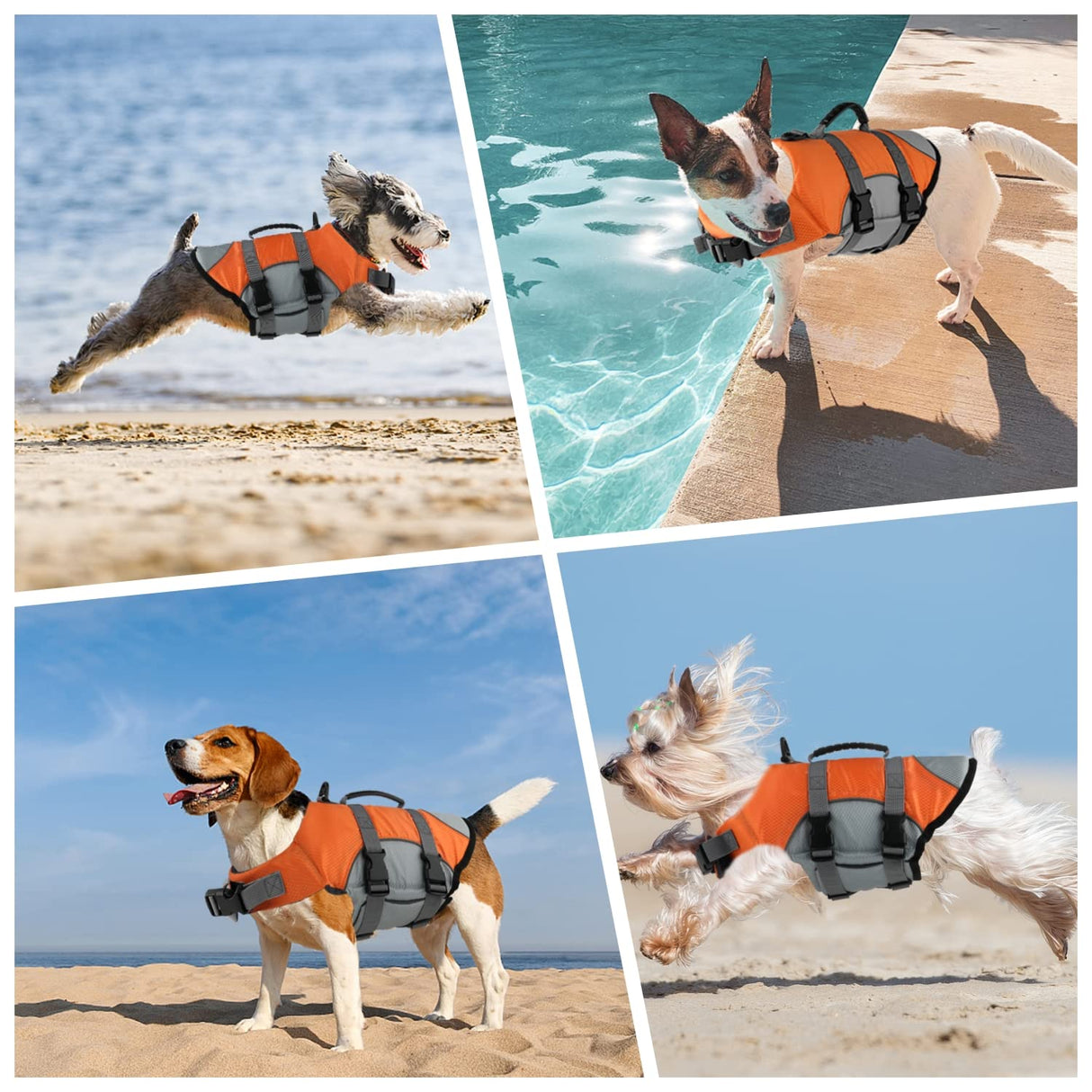 Mklhgty Dog Life Jacket, Reflective Adjustable Dog Life Vest with Rescue Handle for Swimming and Boating, Ripstop Pet Safety Life Preserver for Small, Medium and Large Dogs