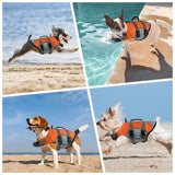 Mklhgty Dog Life Jacket, Reflective Adjustable Dog Life Vest with Rescue Handle for Swimming and Boating, Ripstop Pet Safety Life Preserver for Small, Medium and Large Dogs