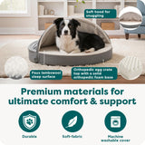Furhaven 44" Round Orthopedic Dog Bed for Large Dogs w/ Removable Washable Cover, For Dogs Up to 80 lbs - Sherpa & Suede Snuggery - Gray, 44-inch