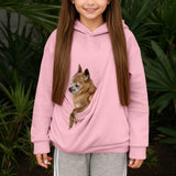 Hfolob Girls Pet Pouch Hoodies Boys Pet Carrier Hoodies Oversized Sweatshirt with Pocket Front Carry Pouch for Cat Puppy Dog