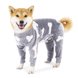 Dog Fleece Pajamas Large Dog 4 Legs Winter Clothes for Dog Fit Warm Jumpsuit for Dogs (Gray, XXL)