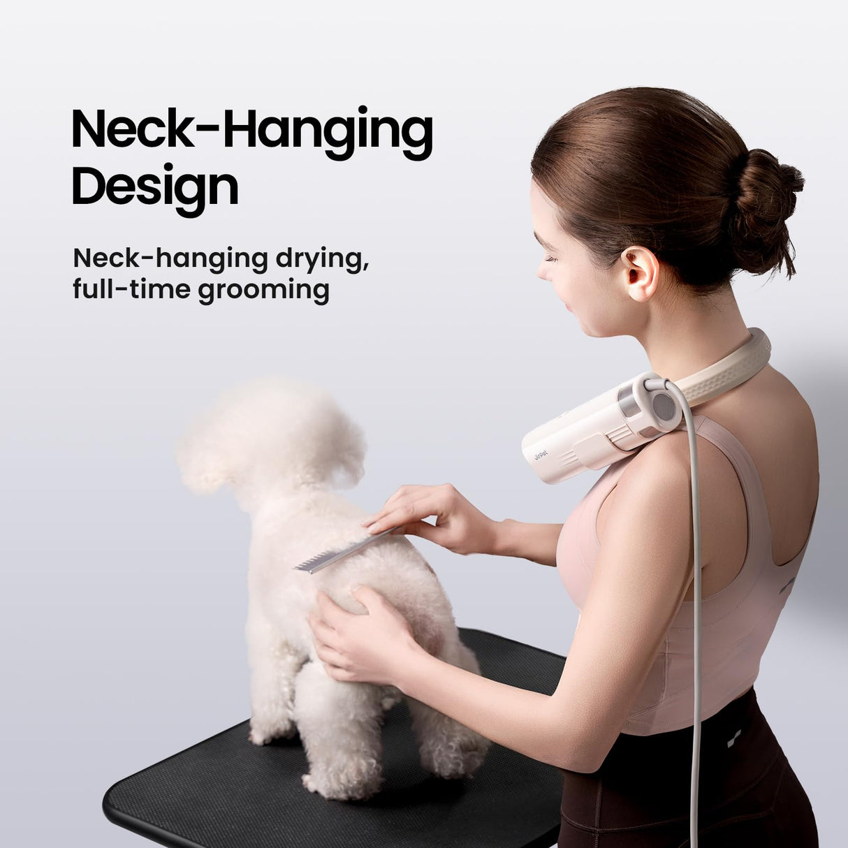 JirPet Pet Neck Dryer, Professional Low Noise Dog Dryer for Pet Grooming, 14,800FPM Portable High Velocity Pet Dryer, Hands-Free Dog Blow Dryer with Neck Hanging, Dog Hair Dryer with 3 Speeds & 4 Temp
