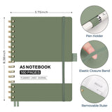 AHGXG Spiral Journal Notebook, 160 Lined Pages, A5 Medium Size (5.7'' x 8.3''), for Men & Women, Journaling, Writing, Work & Office, Hardcover, 100 GSM Thick Paper (Light Green)