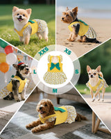 CuteBone Dog Dress for Small Dogs Girl, Banana Summer Dresses with Bow & Ruffle Sleeve, UPF50+ Sun Protection, Cute Pet Clothes for Puppy for Birthday Wedding Party Beach ZSFX03L