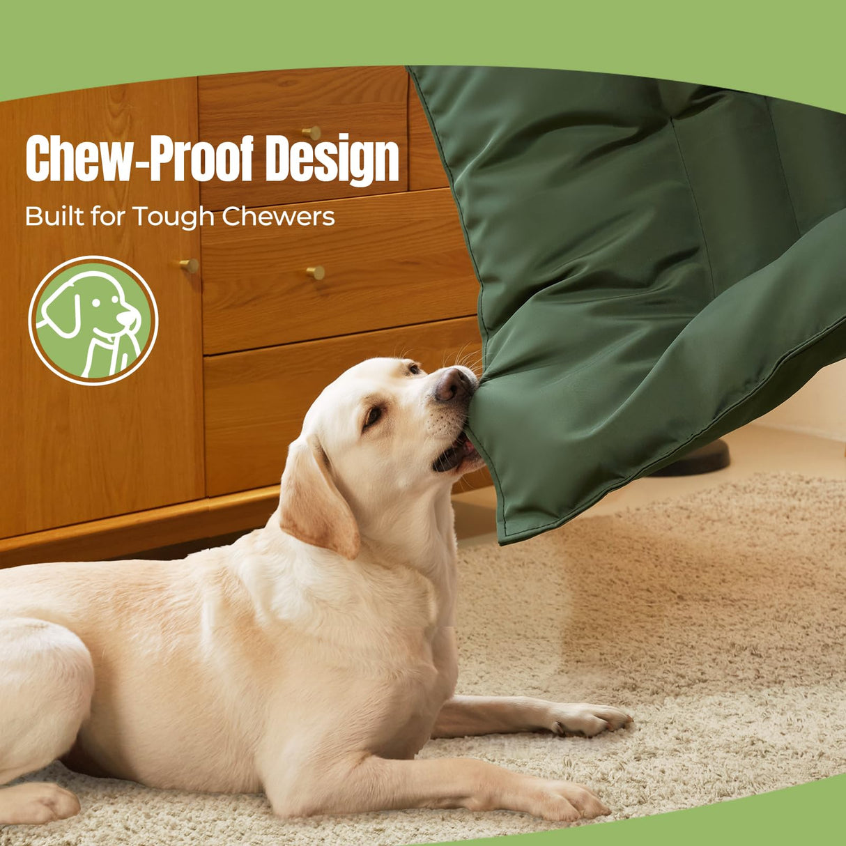 Couzssyhi Chew Proof Indestructible Dog Bed for Aggressive Chewers, Durable & Waterproof Crate Pad, Machine Washable Tough Kennel Bed for Large Dogs, Indoor Outdoor Pet Bed, X-Large (28"x47", Green)
