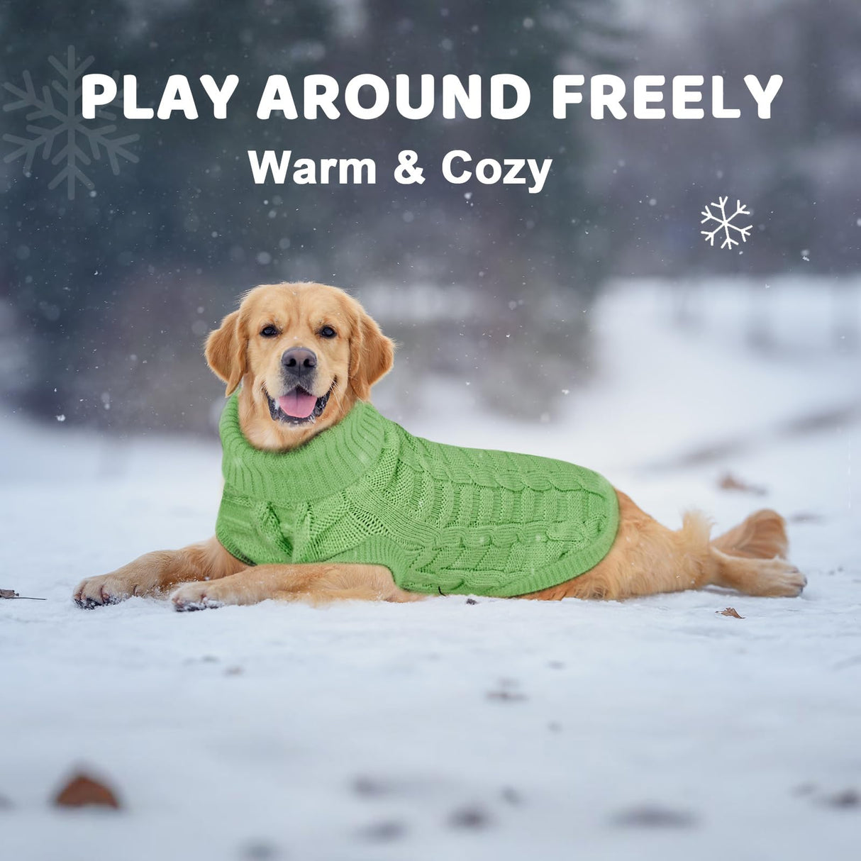 Knitted Dog Sweater for Small to Large Girl Boy Dogs - Warm Fleece Cable Turtleneck Pullover for Chihuahua, Pug, Labrador, Golden Retriever, Cold Weather Soft Winter Clothes