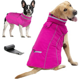 Doglay Waterproof Dog Coat, Reflective Dog Winter Jacket with Pocket & Turtleneck, Warm Puppy Snow Jacket for Small Medium Large Dogs - Pink, XL