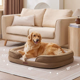 Soft Touch Orthopedic XL Dog Bed for Large Dogs with Faux Fur Top, Waterproof Pet Couch Bed with Removable Washable Cover and Supportive Foam Filling (Brown, Extra Large)