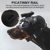 Zhongren Dog Helmet with Goggles - 2in1 Doggy Sunglasses and Pet Motorcycle Tactical Helmet Set for Medium Large Breed with Ear Holes Adjustable Straps for Outdoor Sport(Black)