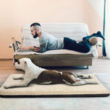Panku Orthopedic Dog Beds for Median Dogs, Dog Pad for Crate with Durable Washable Waterproof Linen Removable Cover, Cream White
