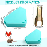 Kittmip 12 Pcs Triangle Mouse Station with Keys, Key Required Mouse Bait Station, Reusable Humane Rodent Box Against Mice Chipmunks Squirrels for Kitchen Living Room Office Warehouse (Blue)