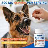 Dog Aspirin for Large Dogs, Low Gastrointestinal Irritation, Dog Joint Support and Inflammation Relief, 300mg, Arthritis Relief for Dogs, Pain Reliever Supplement, 90 Tablets